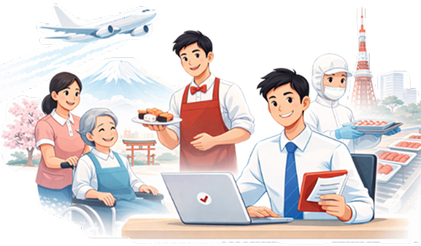 Ilustrasi kerja ke Jepang